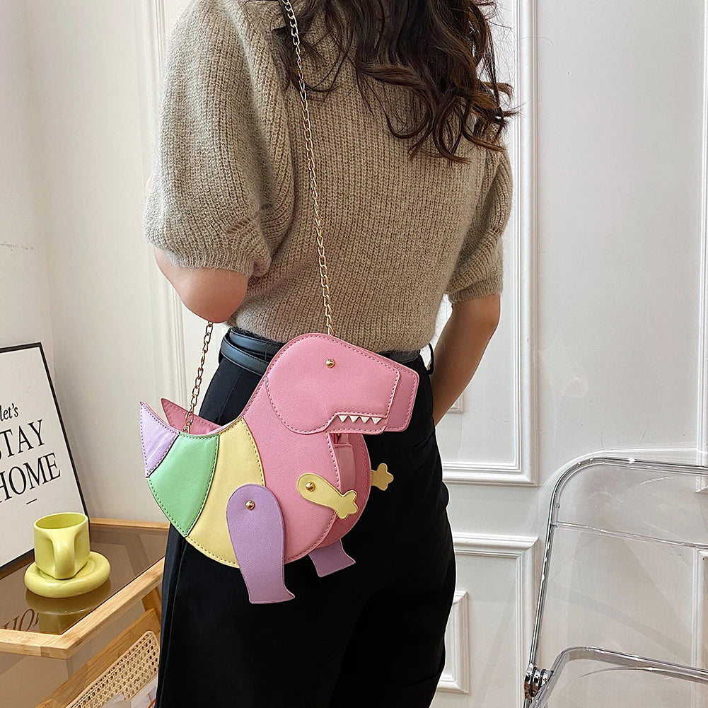 Dinosaur Rivets Women's Shoulder Chain Bag Tote