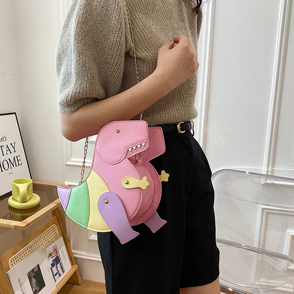 Dinosaur Rivets Women's Shoulder Chain Bag Tote