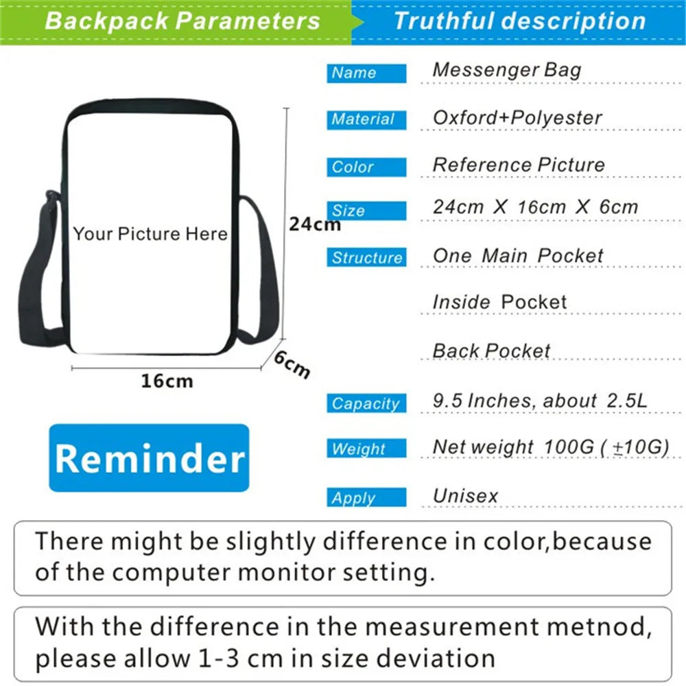 Dino Messenger Bag Kids Crossbody T-Rex Bookbag
