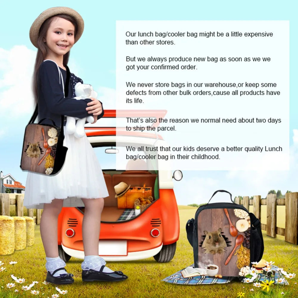 Dinosaur Print Kids Lunch Bag Insulated Lunchbox Small Cooler Bag for Boys