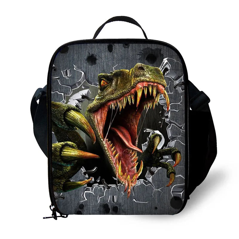 Dinosaur Print Kids Lunch Bag Insulated Lunchbox Small Cooler Bag for Boys
