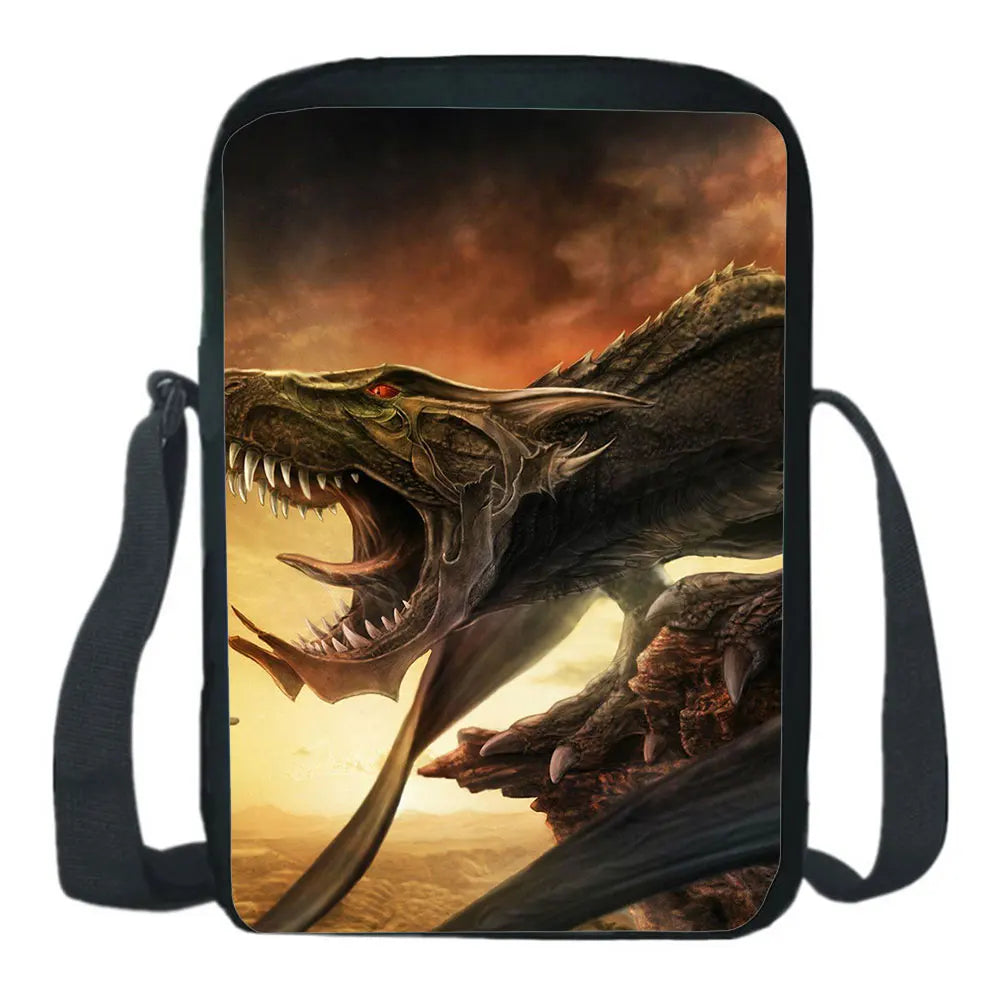 Dinosaur Shoulder Bag Casual Messenger CrossBody Rucksack