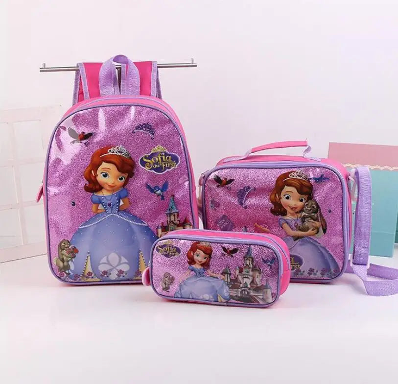 3 Pcs/Set Kids Girls Cartoon Elsa Princess Schoolbags Boys Backpacks