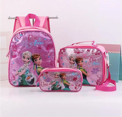 3 Pcs/Set Kids Girls Cartoon Elsa Princess Schoolbags Boys Backpacks