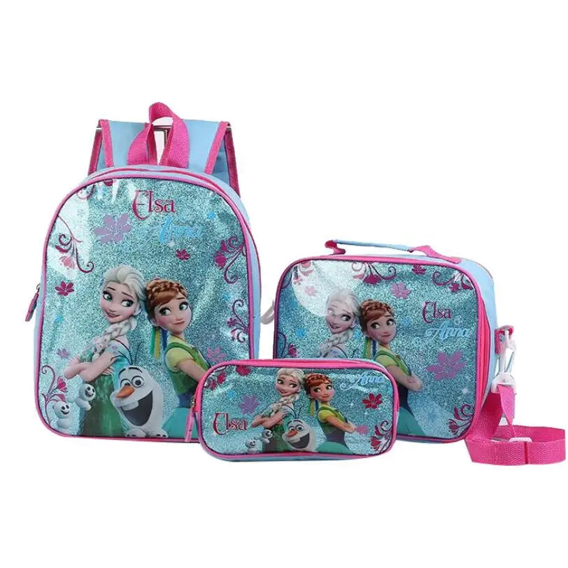 3 Pcs/Set Kids Girls Cartoon Elsa Princess Schoolbags Boys Backpacks