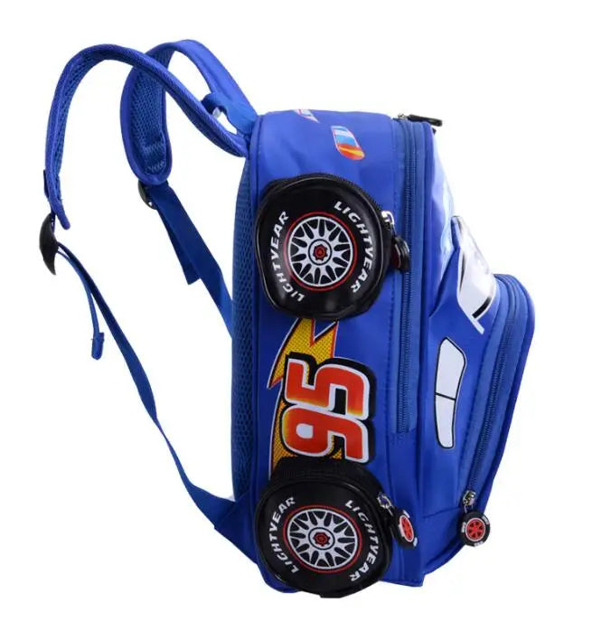Kids Cartoon Car School Bag Boys Girls Backpack