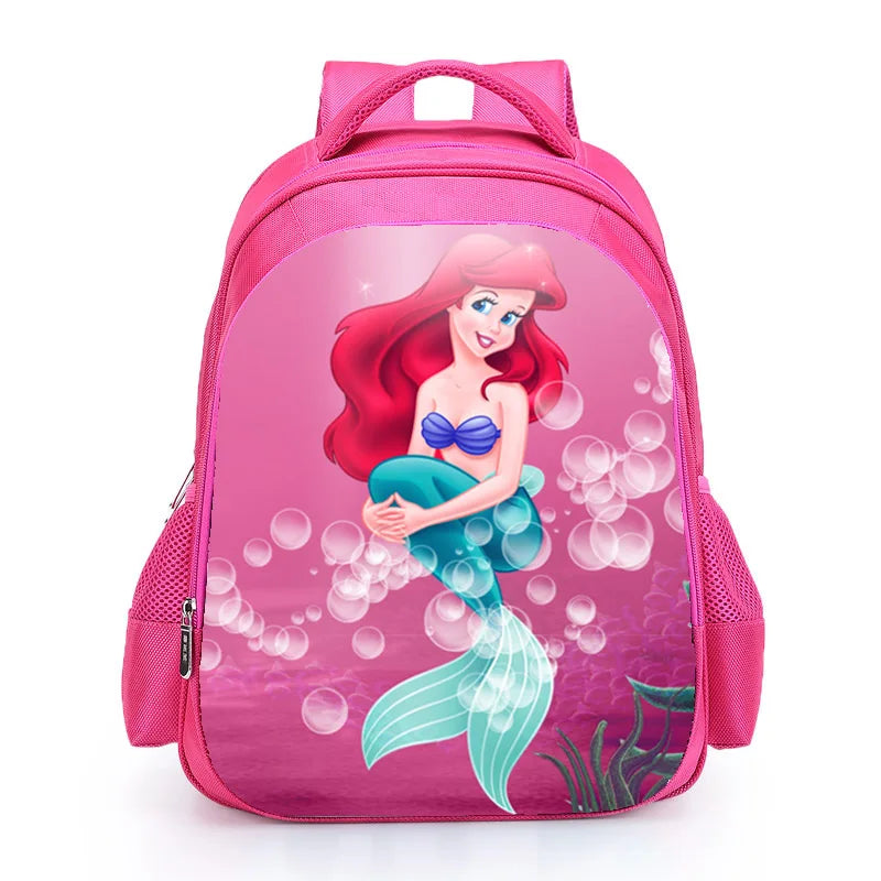 Girls Little Mermaid Cartoon Backpack Pink Princess Kids School Bag