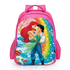 Girls Little Mermaid Cartoon Backpack Pink Princess Kids School Bag