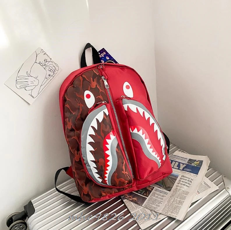 Shark Printing Backpack Waterproof Student Schoolbag