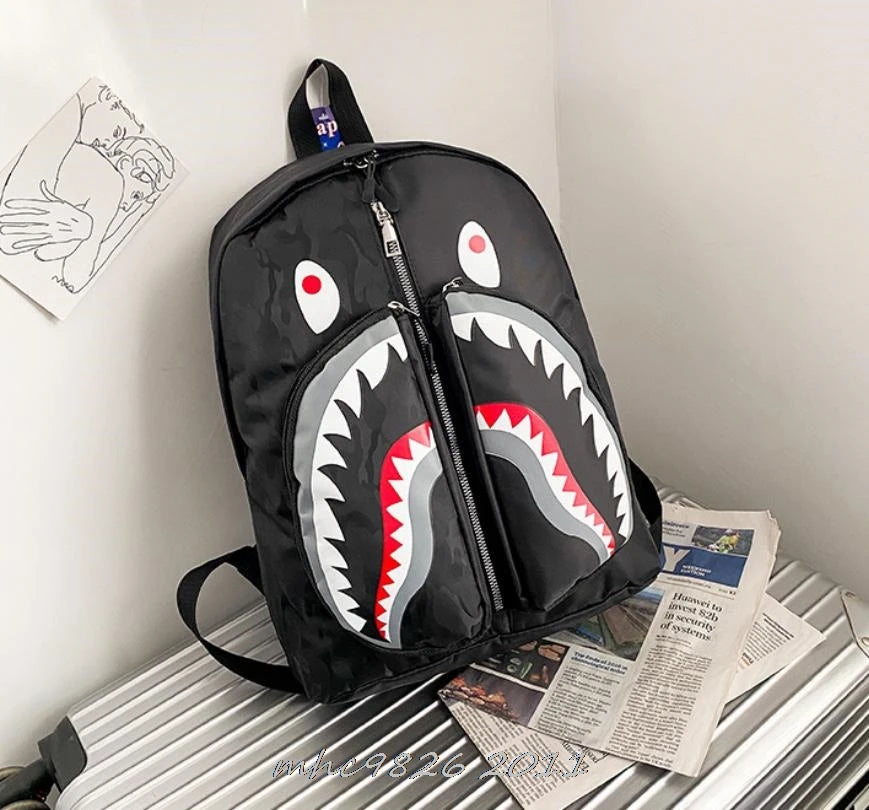 Shark Printing Backpack Waterproof Student Schoolbag