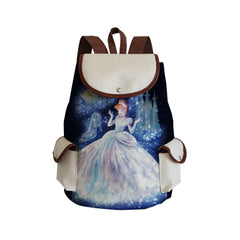 Princess Printed Backpack Cartoon Drawstring Bags Large Capacity Backpack
