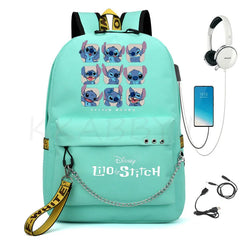 Stitch Backpack school bags for teenagers Girls Boys USB travel Bag
