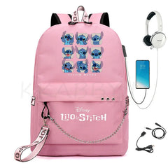 Stitch Backpack school bags for teenagers Girls Boys USB travel Bag