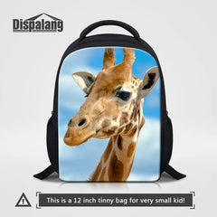 12 Inch Girls Deer Backpacks for Kindergarten Giraffe Animal Print School Bag