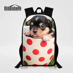 Dog Print Women Backpack 16 Inch School Bag for Teenage Girls