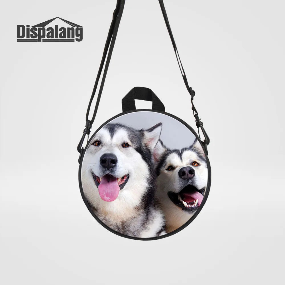 Animals Print Round Bag Dog Small Backpack for School Girls