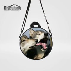Wolf Print Backpack Mini Round Bag Kids Shoulder Mochila Kindergarten Bookbag