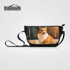 Large Canvas Messenger Bag Dog Animal Print Business Casual Crossbody Bag