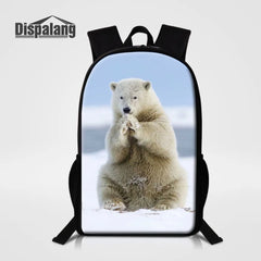 Polar Bear Print Backpack School Bag Teen Girls Rucksack Travel Shoulder Bag