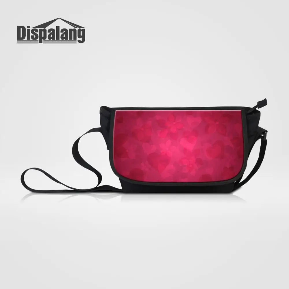 Cartoon Heart Pattern Women Messenger Bags Casual Canvas Crossbody Gift
