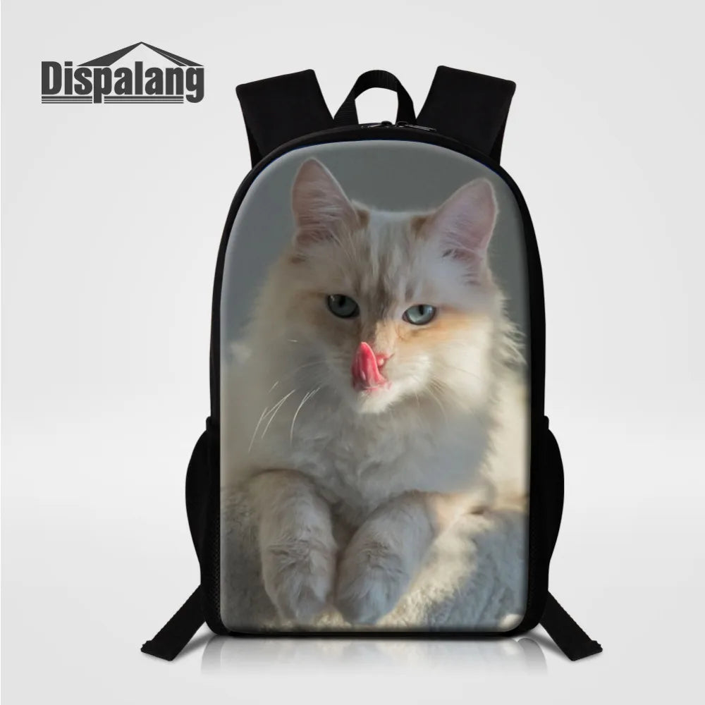 Cat Printing Women Backpack Female Animal Rucksack Kids School Bag
