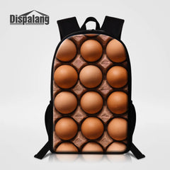Chocolate Print School Bag Backpack Large Capacity Rucksack
