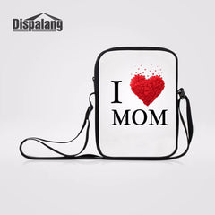 Women's Mini Messenger Bag I Love Mom Print Sling Crossbody Bag