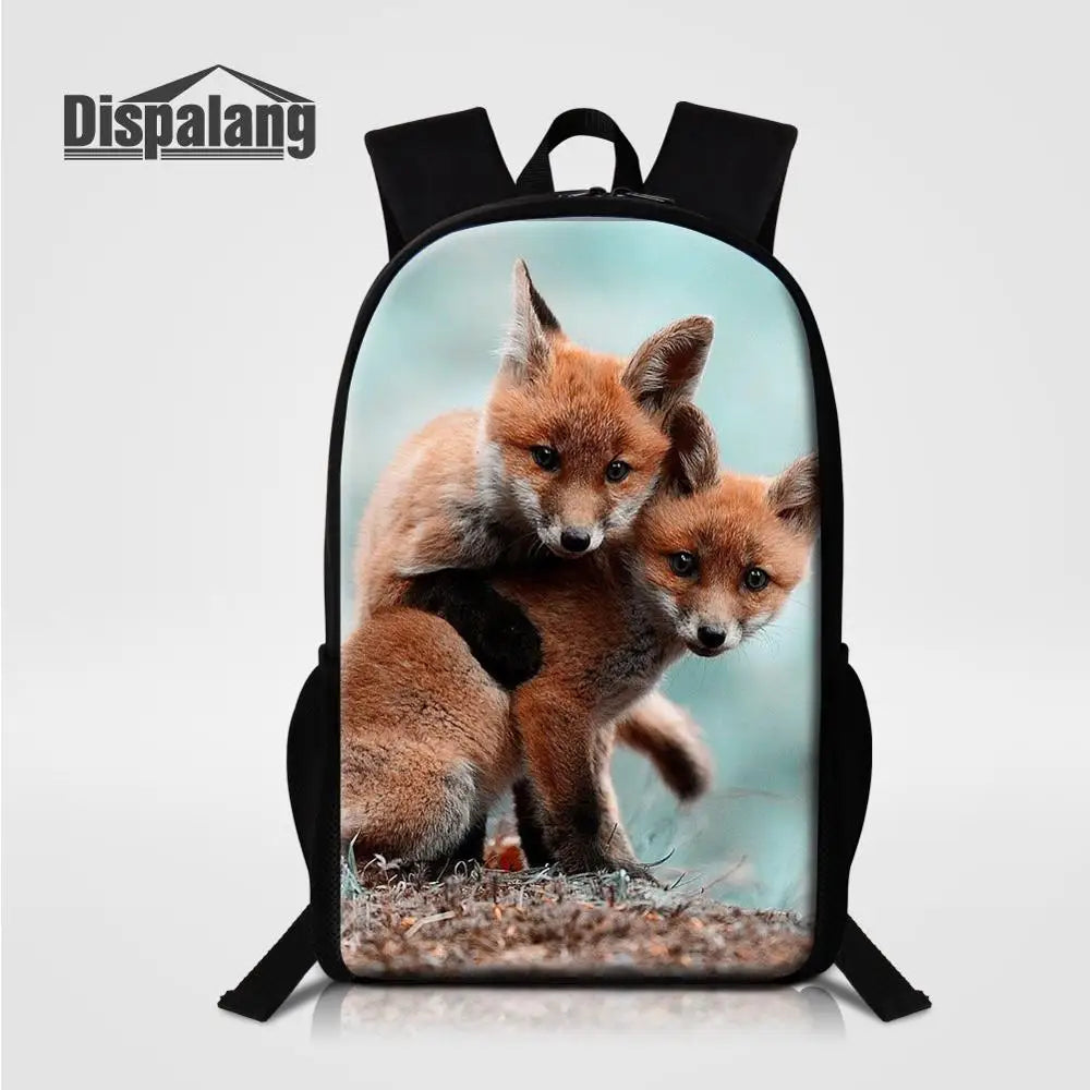 Fox Printing Women Backpack Animal High Kids School Bags For Teenagers