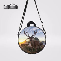 Elk Animal Round Women Messenger Bags Kids Crossbody Bags Schoolbag