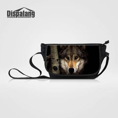 Wolf Animal Print Laptop Shoulder Bag Canvas Messenger Causal Handbag