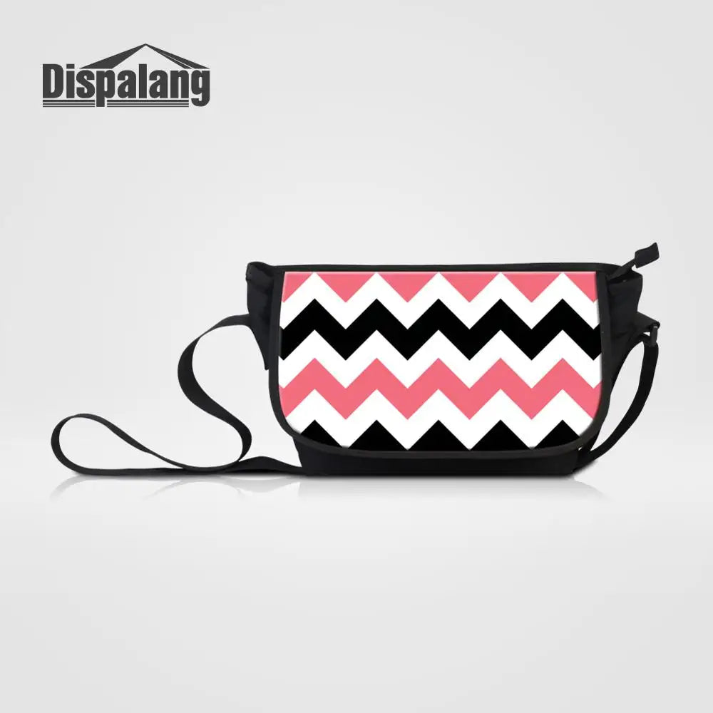 Large Capacity Messenger Bag Striped Print Students School Shoulder Bag