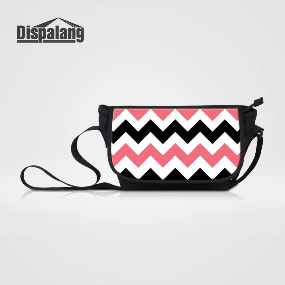 Large Capacity Messenger Bag Striped Print Students School Shoulder Bag