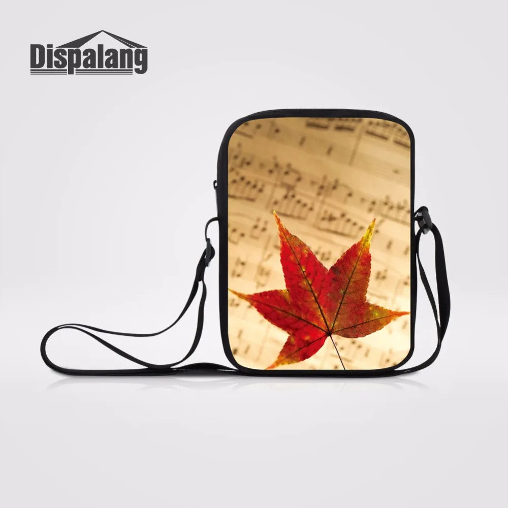 Maple Leaf Prints Small Messenger Bag Music Note Crossbody Bags
