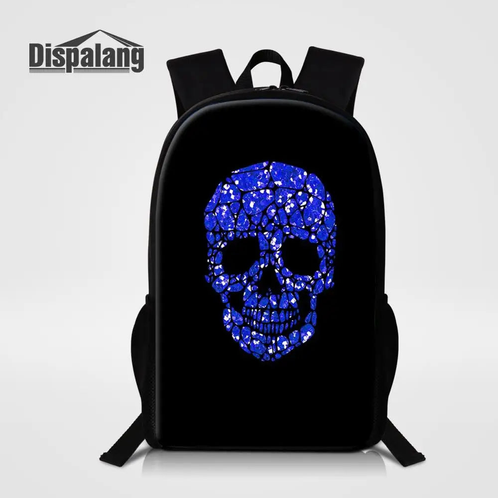 Men Women Backpack Stone Skull Print School Bags For Teenagers