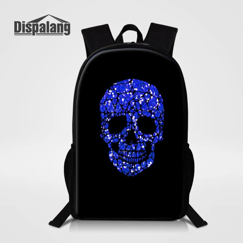 Men Women Backpack Stone Skull Print School Bags For Teenagers