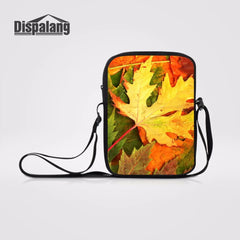 Maple Leaves Print Mini Messenger Bag for Women
