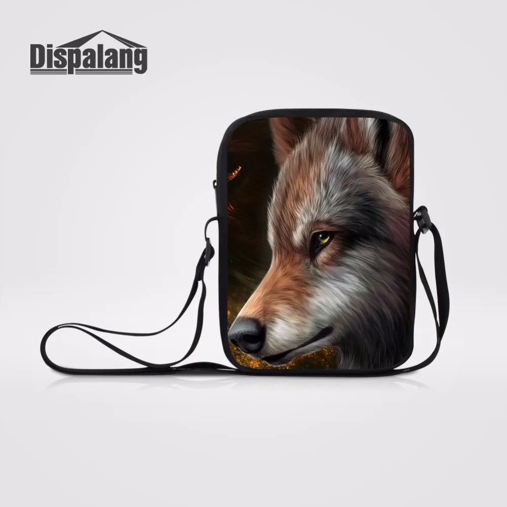 Wolf Prints Mini Shoulder Bag Casual Women Crossbody Bags