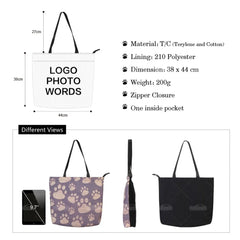 Animal Fox Pattern Canvas Shopper Shoulder Bag
