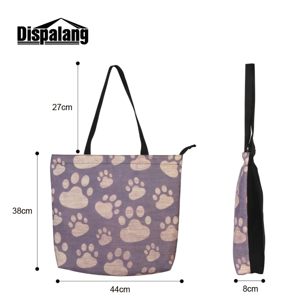 Animal Fox Pattern Canvas Shopper Shoulder Bag