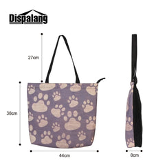 Animal Fox Pattern Canvas Shopper Shoulder Bag