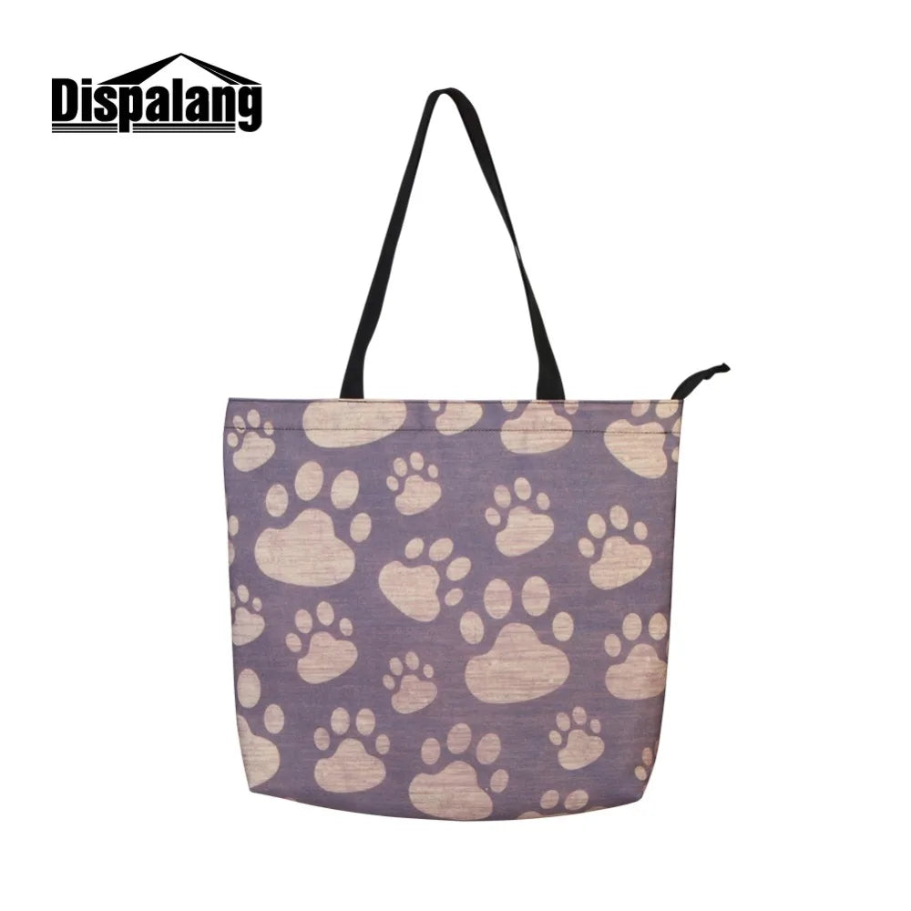 Animal Fox Pattern Canvas Shopper Shoulder Bag