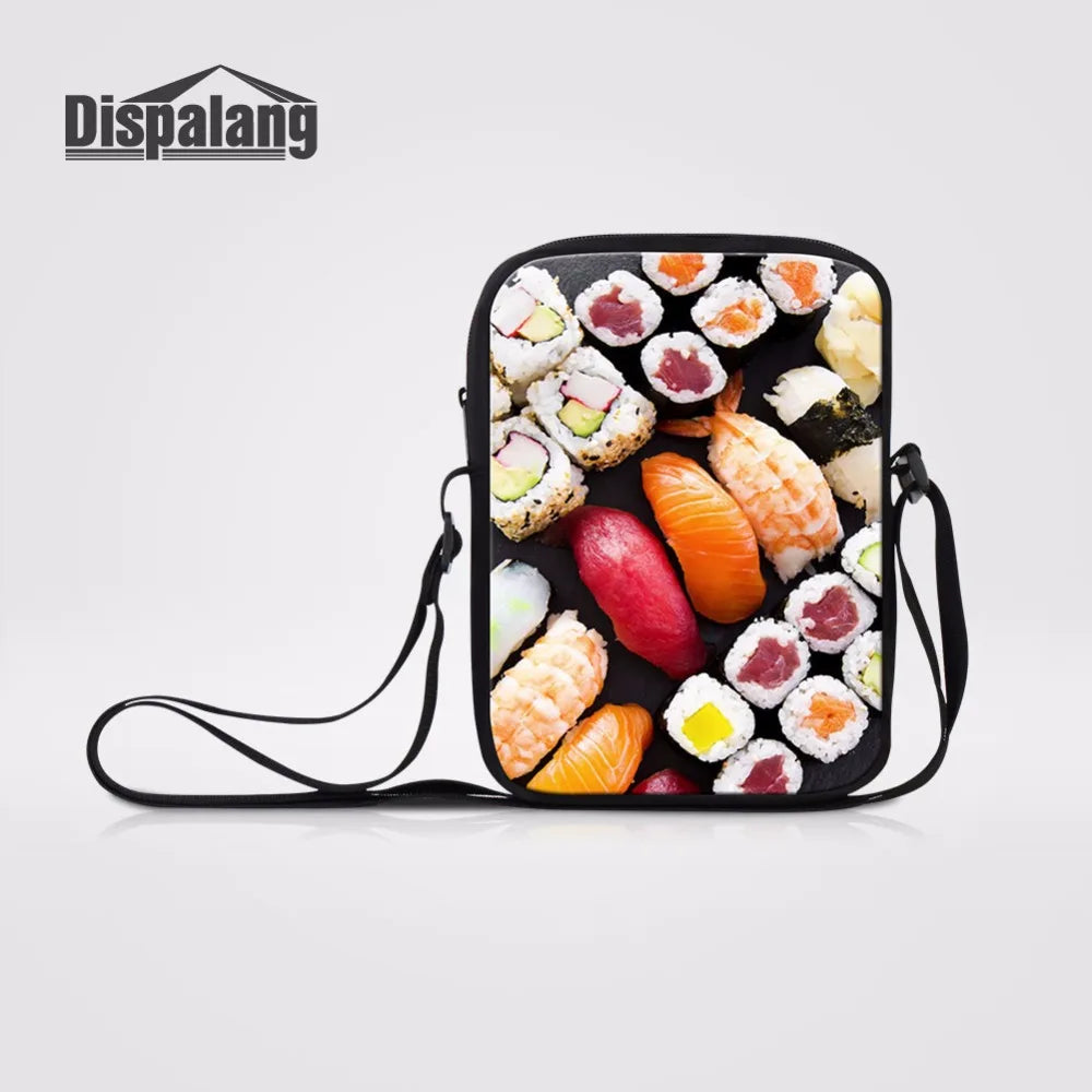Travel Mini Bag Sushi Prints Small Shoulder Bag Crossbody Messenger Bag