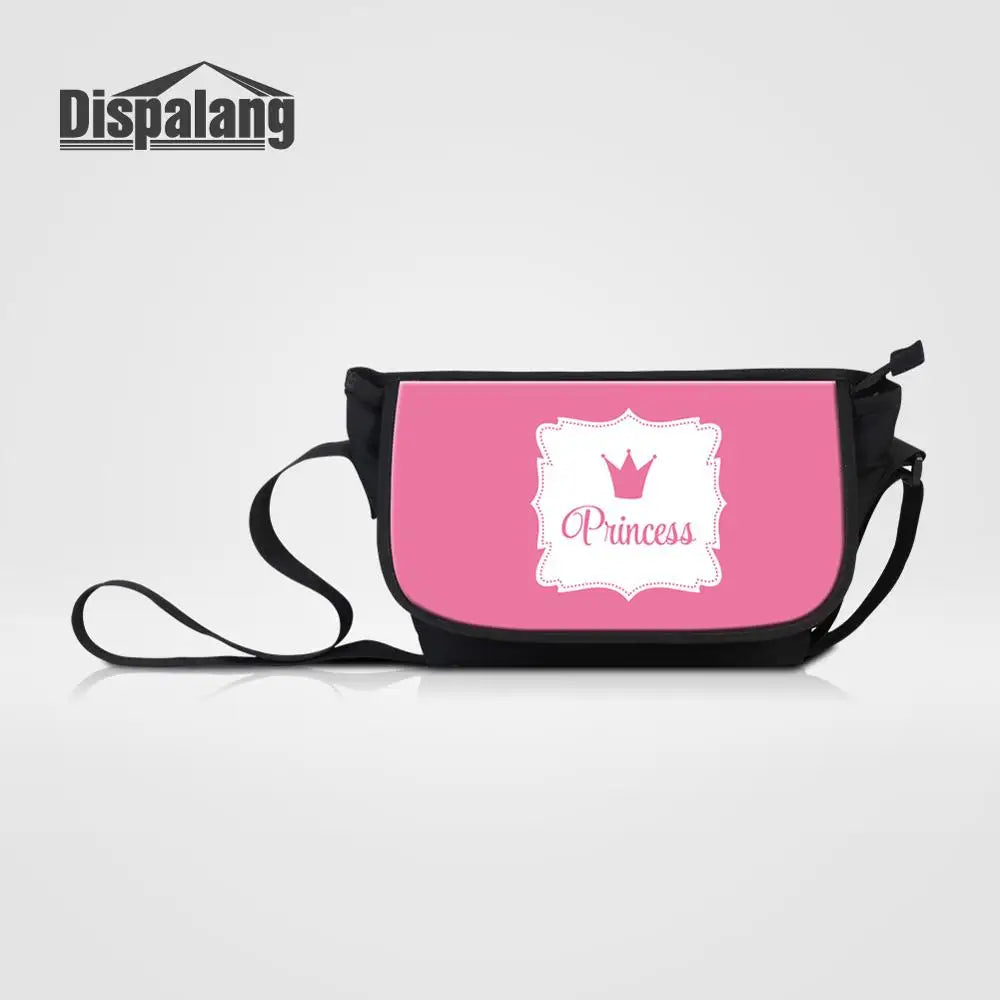 Princess Crown Prints Canvas Messenger Bag for Teen Girls