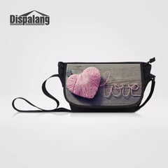 Violet Heart Prints Crossbody Bag Canvas Women Messenger Bags