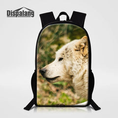 Wolf Print Backpack Men Women Mochila Lightweight School Bags Kids sac a dos