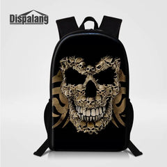 Skull Print Backpack 16 Inch School Bag Boys Girls Book Bag