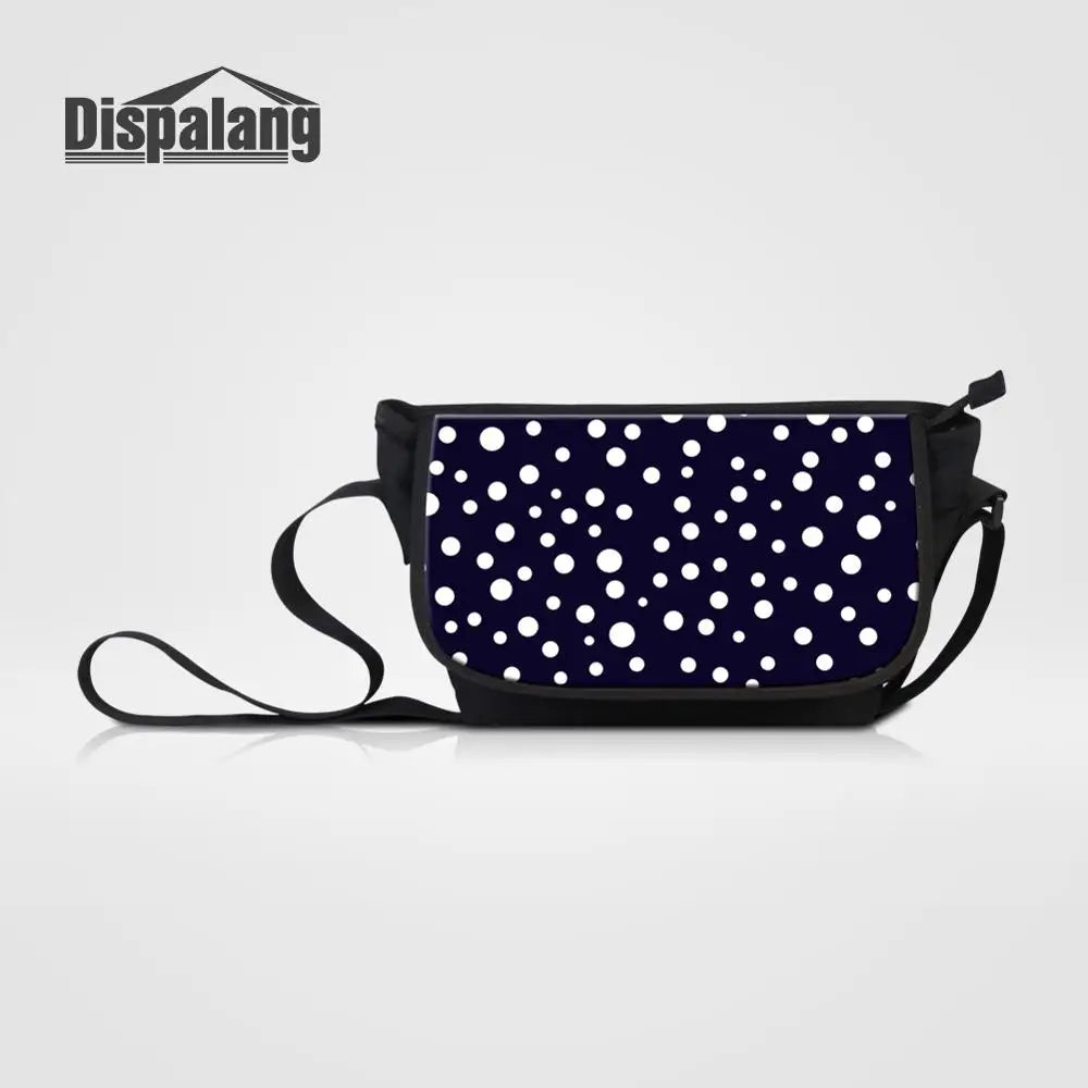 Women Canvas Shoulder Bag Large Messenger Bag Dots Striped Print Cross Body Bag