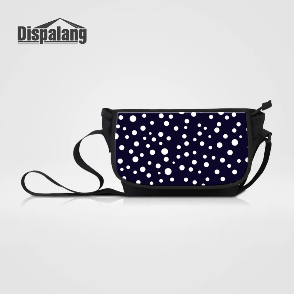 Women Canvas Shoulder Bag Large Messenger Bag Dots Striped Print Cross Body Bag