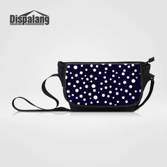 Women Canvas Shoulder Bag Large Messenger Bag Dots Striped Print Cross Body Bag