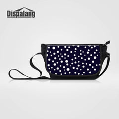 Women Canvas Shoulder Bag Large Messenger Bag Dots Striped Print Cross Body Bag